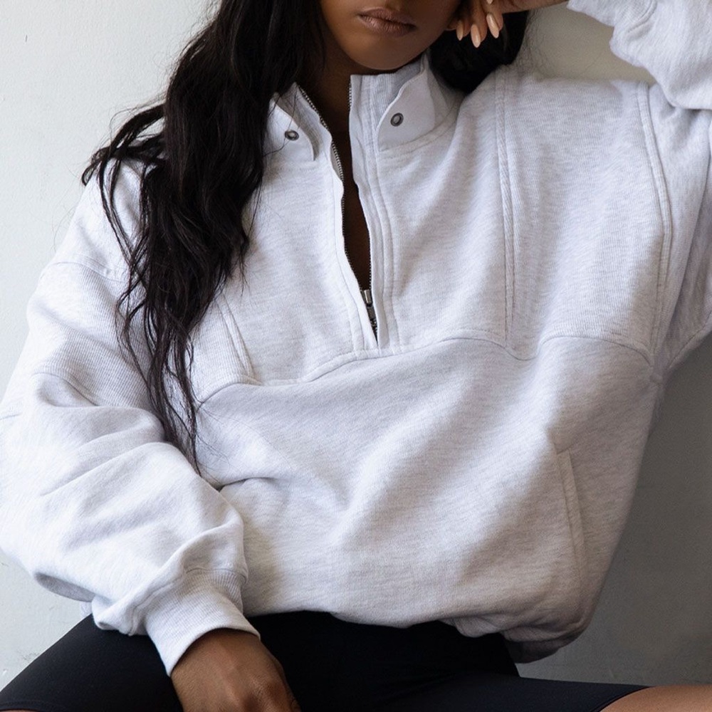 Joah Brown Retro Half Zip - Pearl Grey S/M